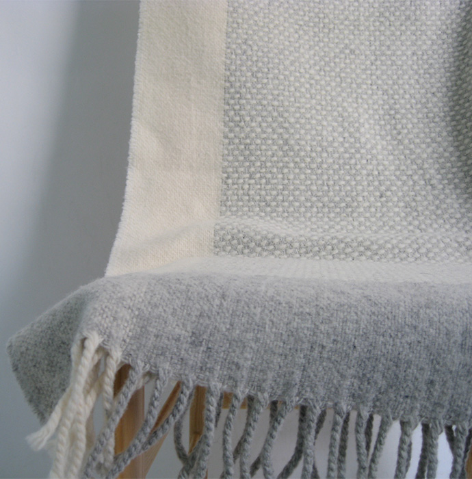 ブランケット　meRINO Gray×White