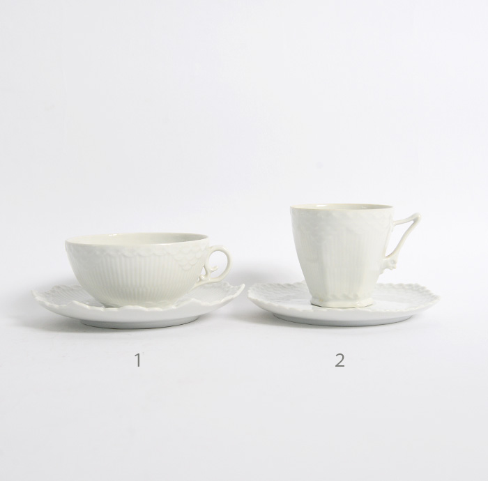 ROYAL COPENHAGEN(ロイヤルコペンハーゲン） ホワイトフルーテッド フルレース　カップ＆ソーサー