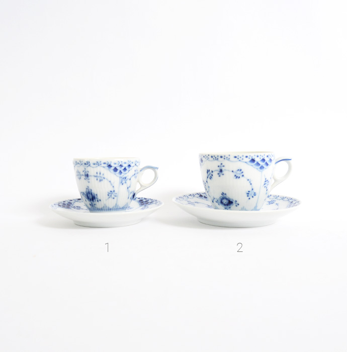 ROYAL COPENHAGEN(ロイヤルコペンハーゲン）ブルーフルテッドハーフレース　カップ＆ソーサー